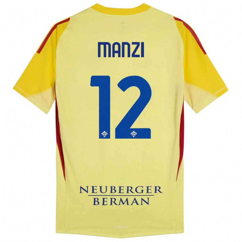 נשים Federico Manzi #12 צהוב בהיר שחור חולצת שוער 2025/26 חולצה קצרה