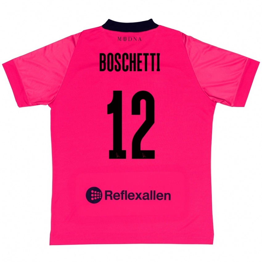 נשים Matteo Boschetti #12 ורוד עמוק שחור חולצת שוער 2025/26 חולצה קצרה