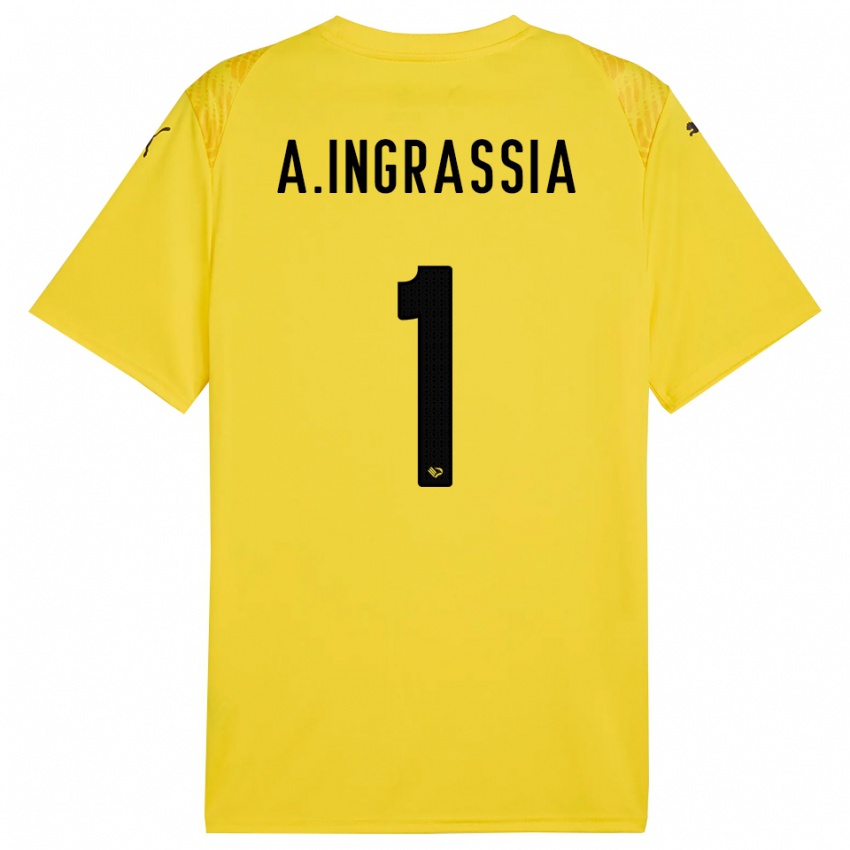 נשים Antonio Ingrassia #1 שחור צהוב חולצת שוער 2025/26 חולצה קצרה