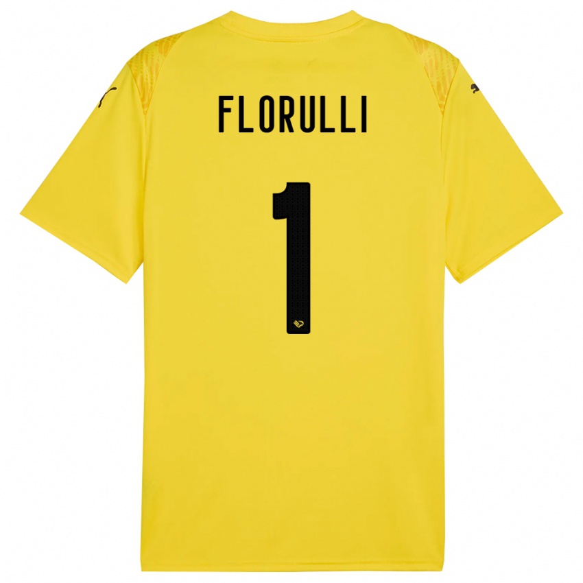 נשים Gerlando Florulli #1 שחור צהוב חולצת שוער 2025/26 חולצה קצרה