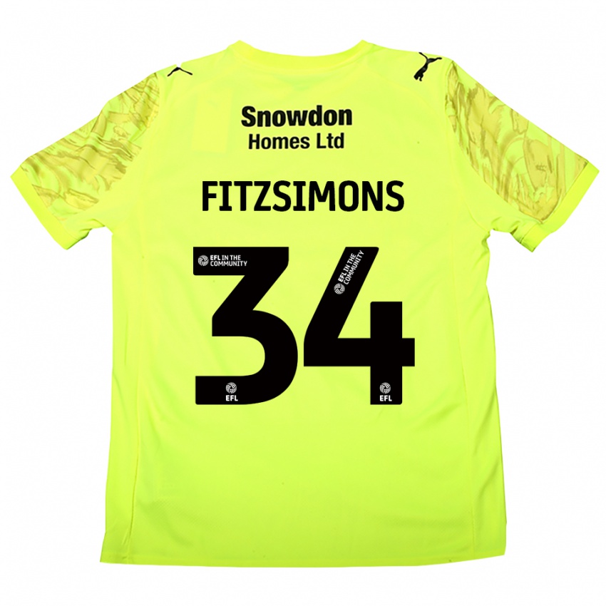 נשים רוס פיצימונס #34 ירוק פלורסנט חולצת שוער 2025/26 חולצה קצרה