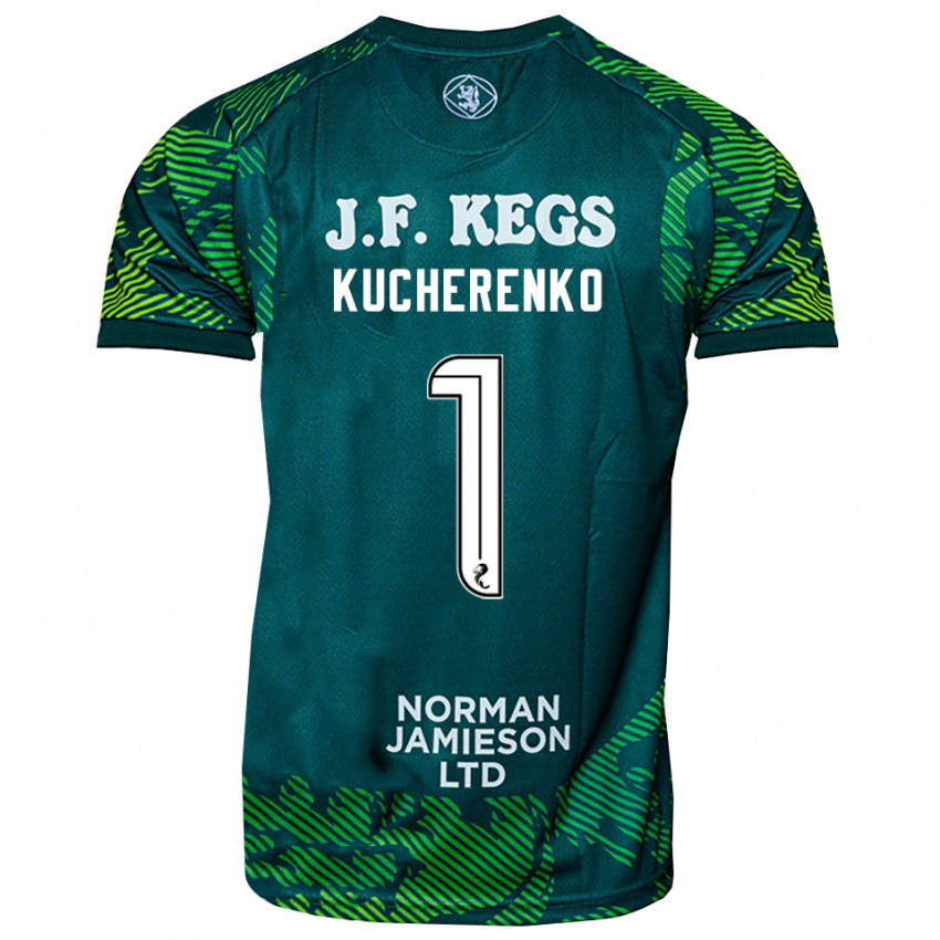 נשים Yevgeniy Kucherenko #1 ירוק לבן חולצת שוער 2025/26 חולצה קצרה