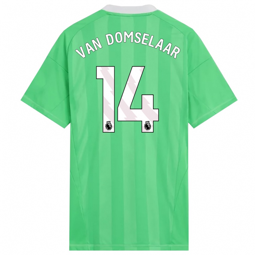נשים Daphne Van Domselaar #14 ירוק בהיר לבן חולצת שוער 2025/26 חולצה קצרה