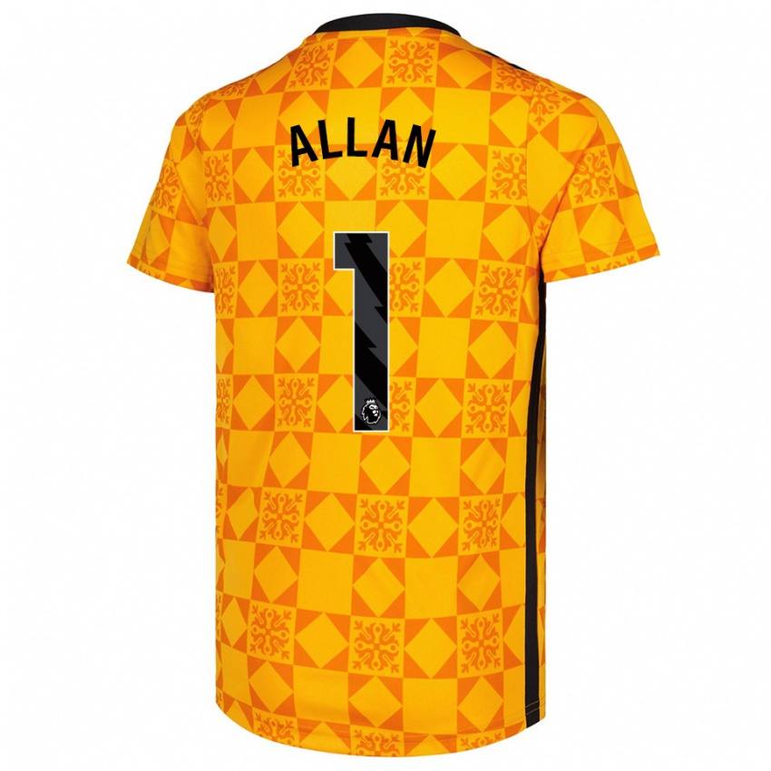 נשים איזק אלן #1 צהוב שחור חולצת שוער 2025/26 חולצה קצרה