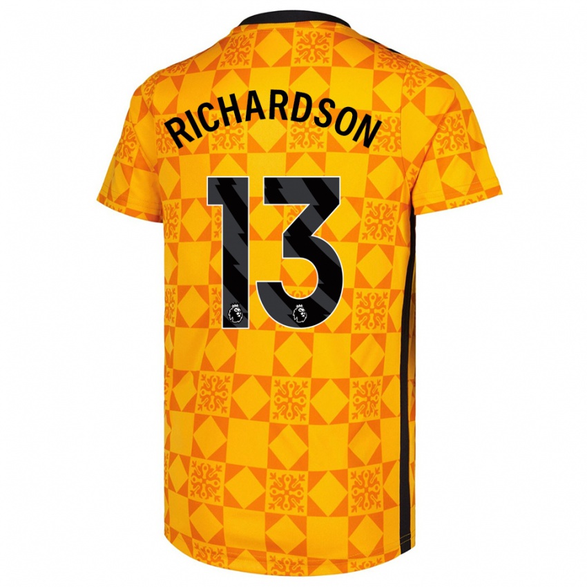 נשים אדם ריצ'רדסון #13 צהוב שחור חולצת שוער 2025/26 חולצה קצרה