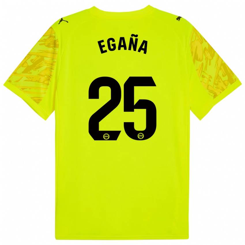 נשים Eider Egaña #25 צהוב שחור חולצת שוער 2025/26 חולצה קצרה