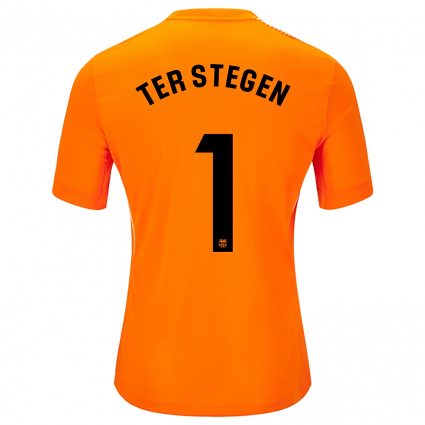 נשים מארק-אנדרה טר שטגן #1 כתום שחור חולצת שוער 2025/26 חולצה קצרה