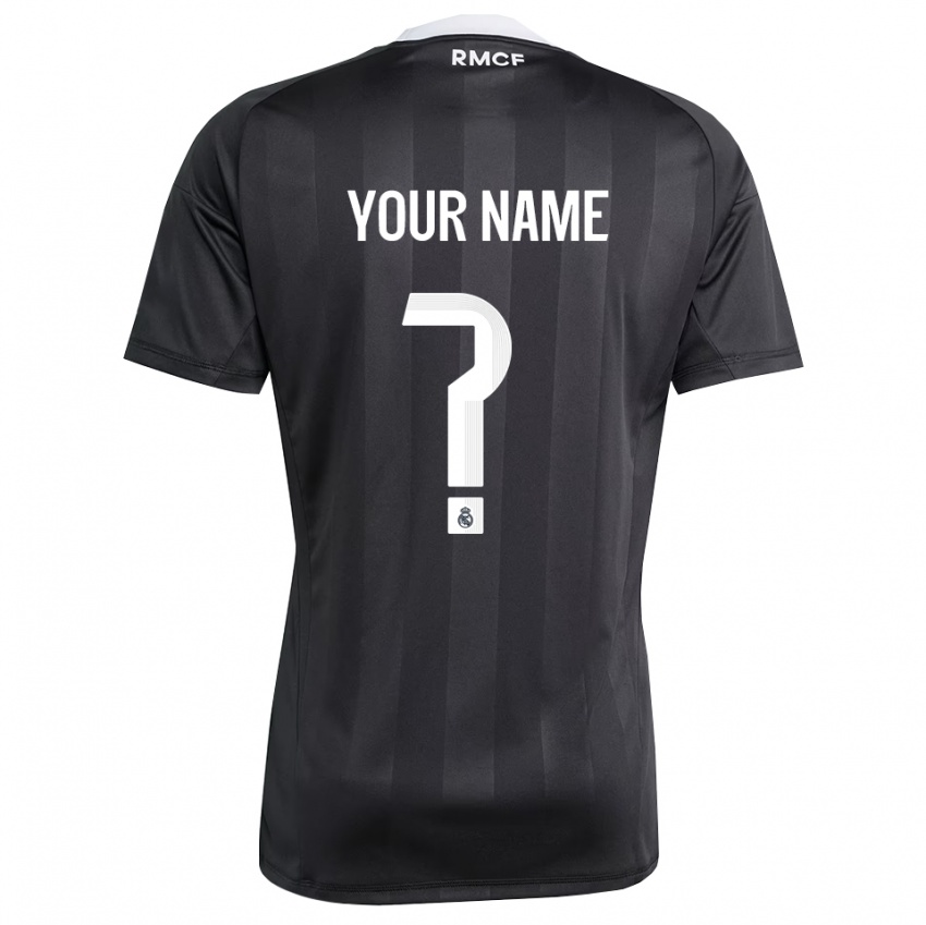 נשים ריאל מדריד שחור לבן חולצת שוער 2025/26 חולצה קצרה