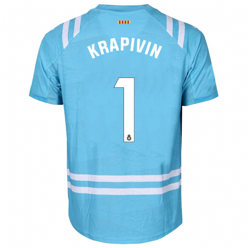 נשים Yegor Krapivin #1 כחול בהיר לבן חולצת שוער 2025/26 חולצה קצרה