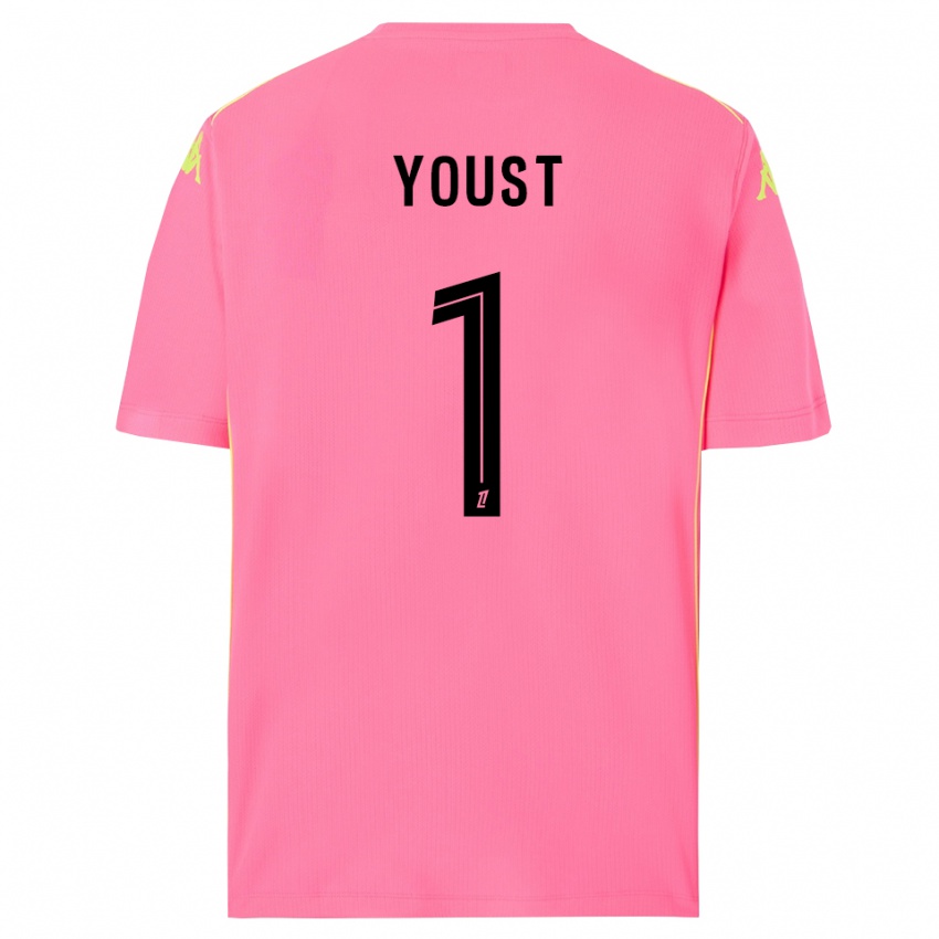 נשים Matys Youst #1 ורוד לוהט שחור חולצת שוער 2025/26 חולצה קצרה