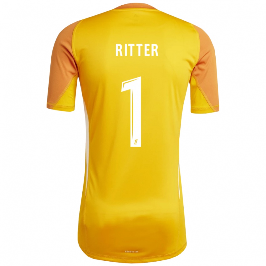 נשים Maxime Ritter #1 כתום לבן חולצת שוער 2025/26 חולצה קצרה