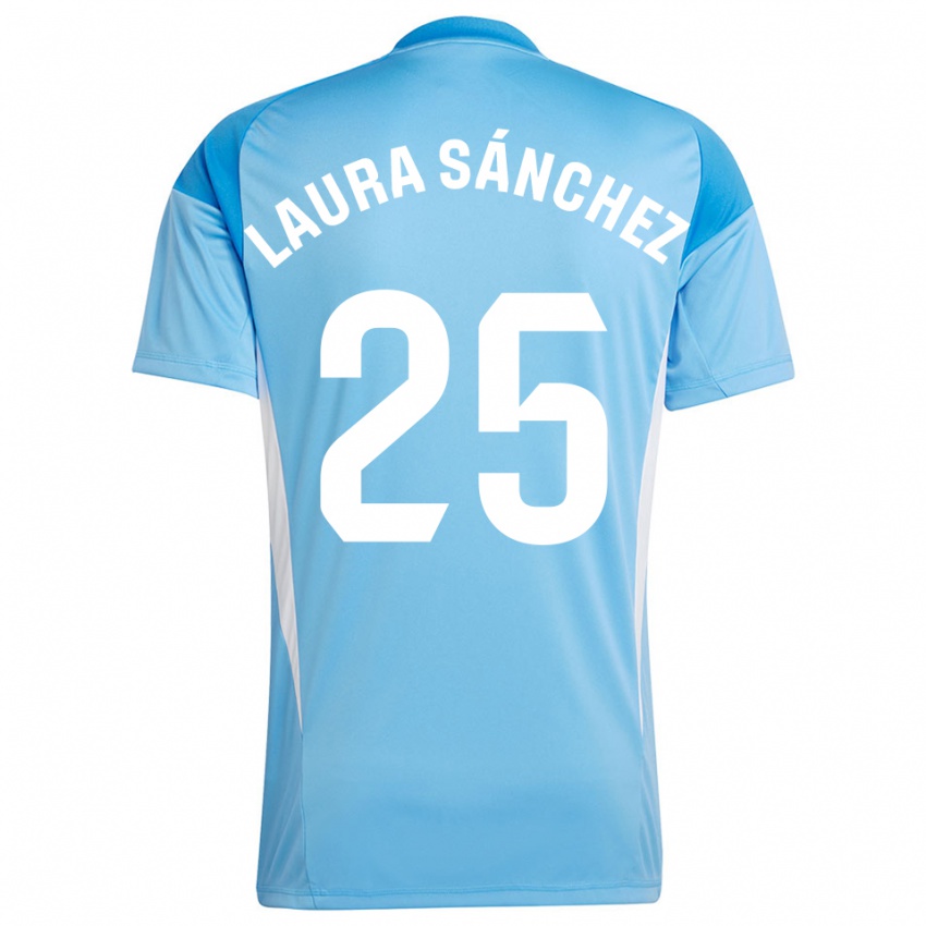 נשים לאורה סאנצ׳ס קומוניאס #25 כחול שמיים לבן חולצת שוער 2025/26 חולצה קצרה