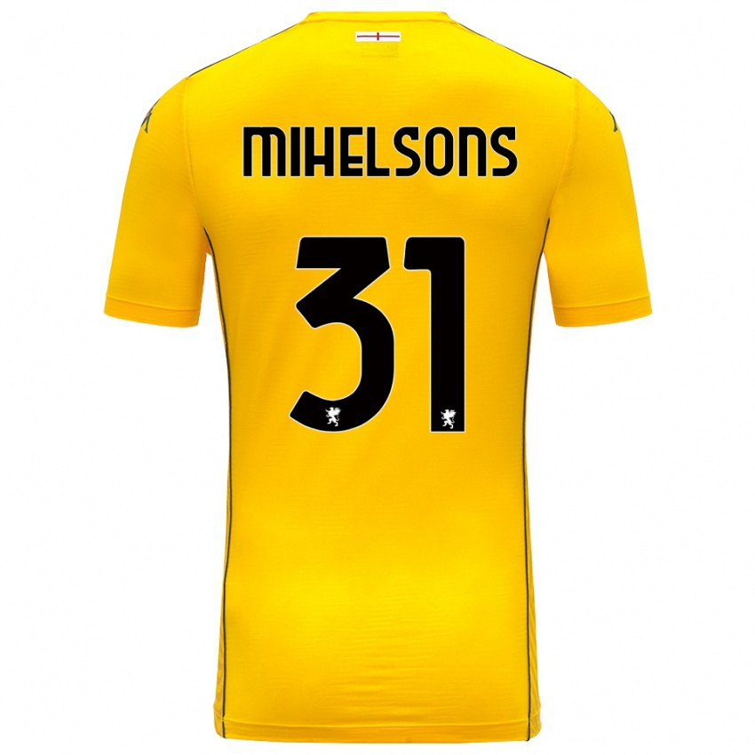 נשים Rendijs Mihelsons #31 צהוב כהה שחור חולצת שוער 2025/26 חולצה קצרה