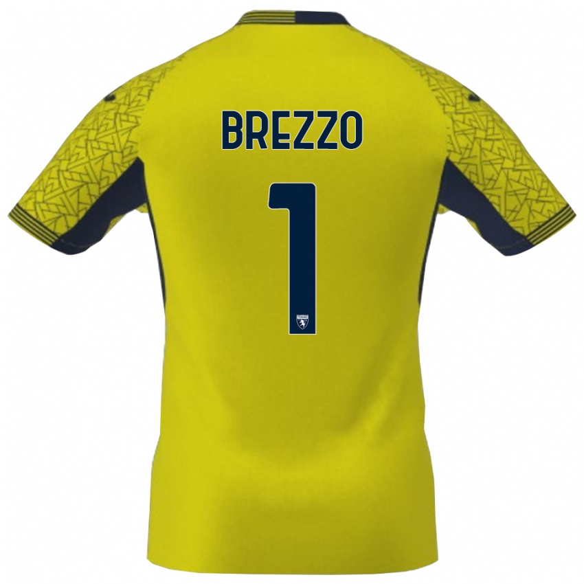 נשים מטאו ברזו #1 שחור צהוב חולצת שוער 2025/26 חולצה קצרה