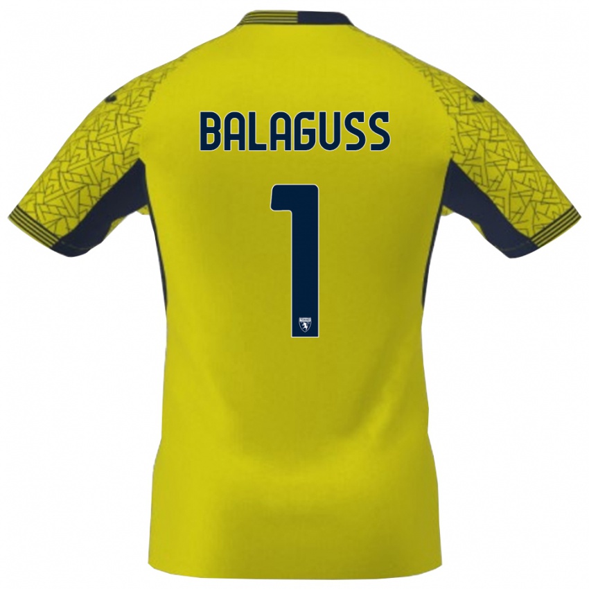 נשים Nils Balaguss #1 שחור צהוב חולצת שוער 2025/26 חולצה קצרה