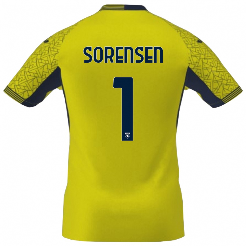 נשים בן סורנסן #1 שחור צהוב חולצת שוער 2025/26 חולצה קצרה