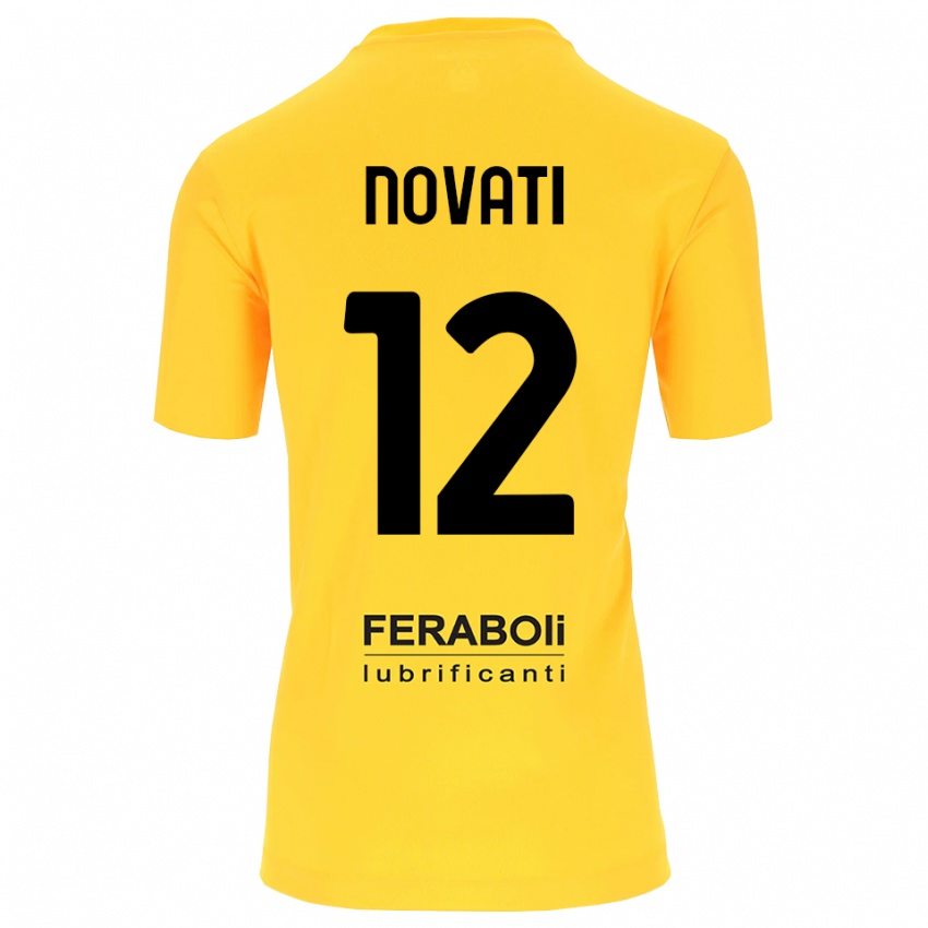 נשים Lorenzo Novati #12 שחור צהוב חולצת שוער 2025/26 חולצה קצרה