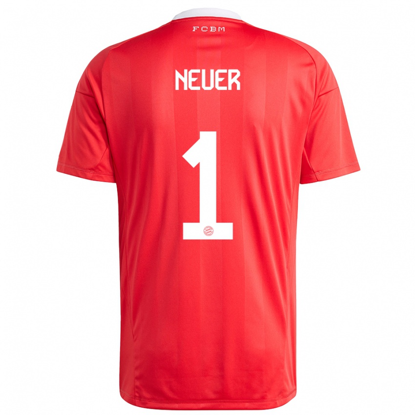 נשים מנואל נוייר #1 לבן אדום חולצת שוער 2025/26 חולצה קצרה