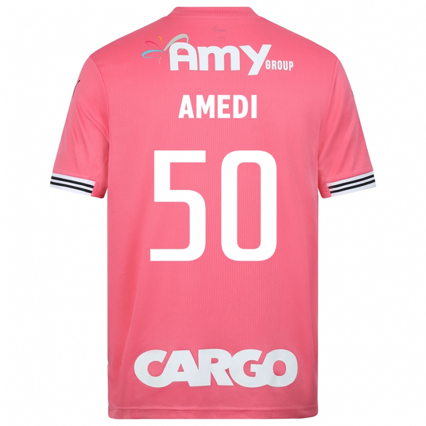 נשים שורה אמדי #50 לבן ורוד חולצת שוער 2025/26 חולצה קצרה