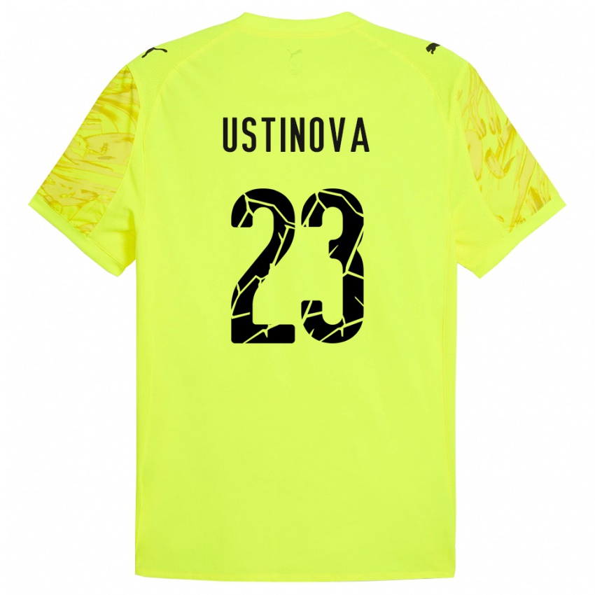 נשים Liudmyla Ustinova #23 ירוק צהוב חולצת שוער 2025/26 חולצה קצרה