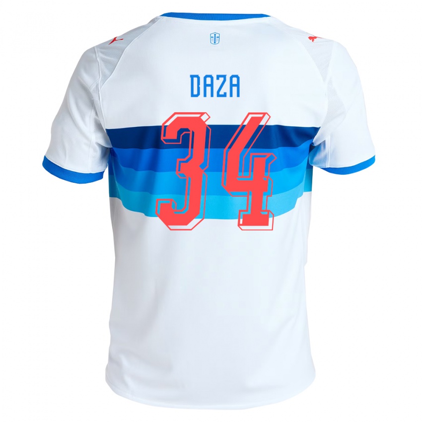 ילדים Francisco Daza #34 לבן כחול שמיים ג'רזי ביתית 2026/27 חולצה קצרה