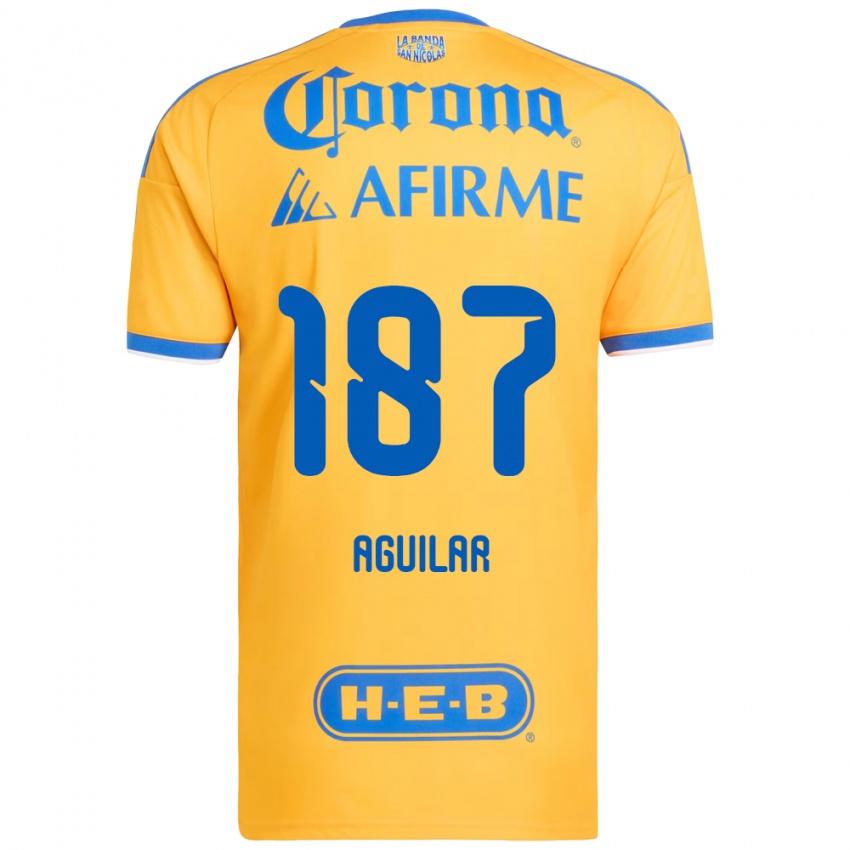 ילדים Manuel Aguilar #187 צהוב כחול ג'רזי ביתית 2026/27 חולצה קצרה