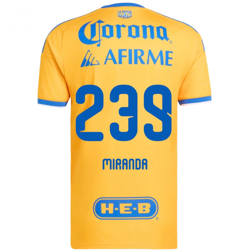 ילדים Jesús Miranda #239 צהוב כחול ג'רזי ביתית 2026/27 חולצה קצרה