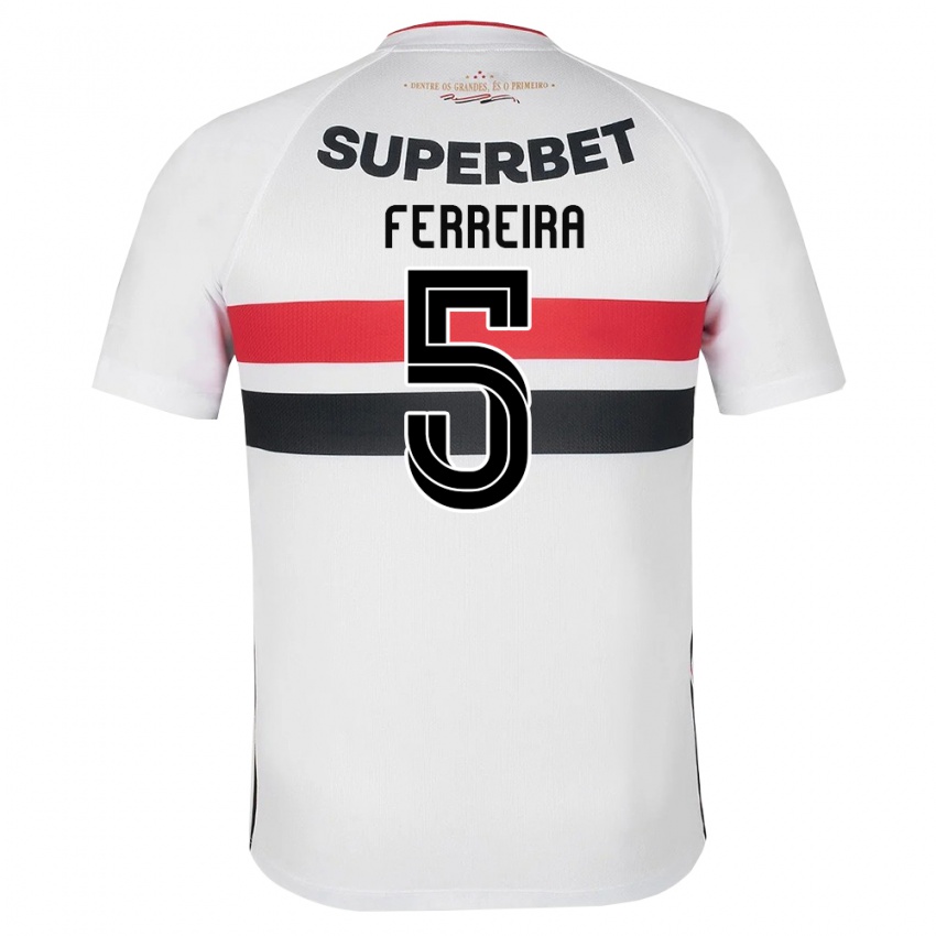 ילדים Matheus Ferreira #5 לבן אדום שחור ג'רזי ביתית 2026/27 חולצה קצרה