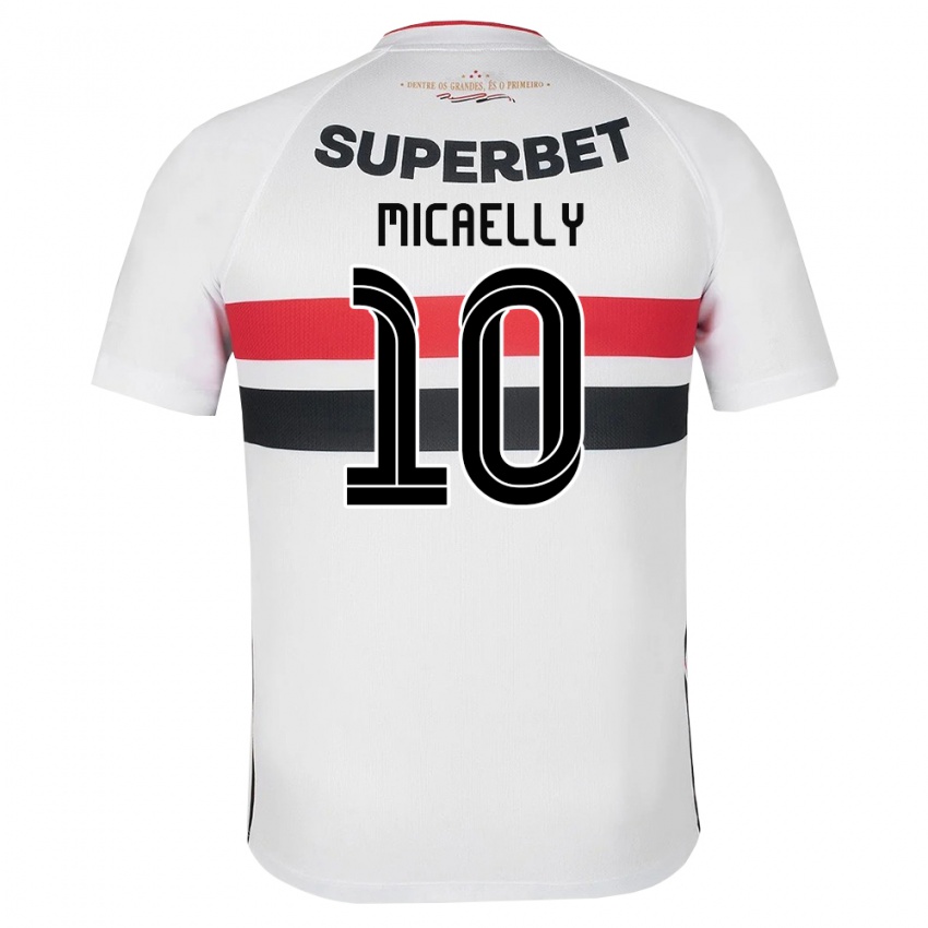 ילדים Micaelly #10 לבן אדום שחור ג'רזי ביתית 2026/27 חולצה קצרה