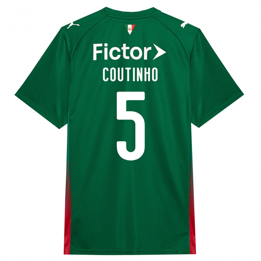 ילדים Rafael Coutinho #5 ירוק אדום לבן ג'רזי ביתית 2026/27 חולצה קצרה