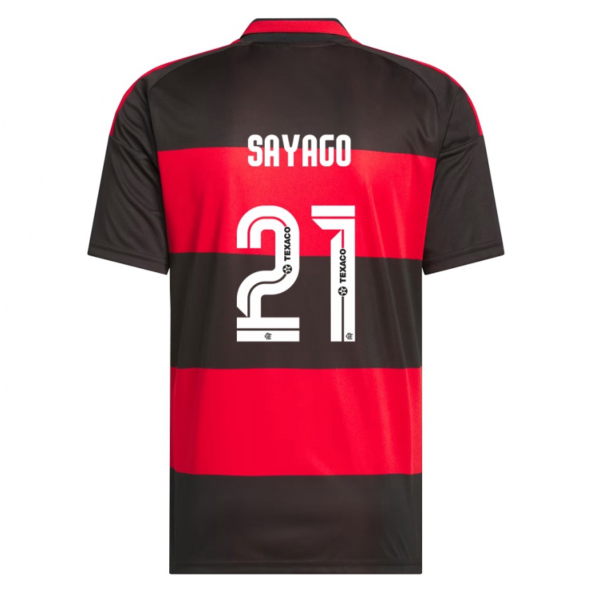 ילדים Juan Sayago #21 אדום שחור לבן ג'רזי ביתית 2026/27 חולצה קצרה