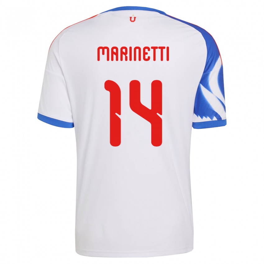 ילדים Nicolás Marinetti #14 לבן כחול צי הרחק ג'רזי 2026/27 חולצה קצרה