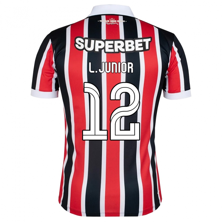 ילדים Luciano Junior #12 אדום לבן שחור הרחק ג'רזי 2026/27 חולצה קצרה