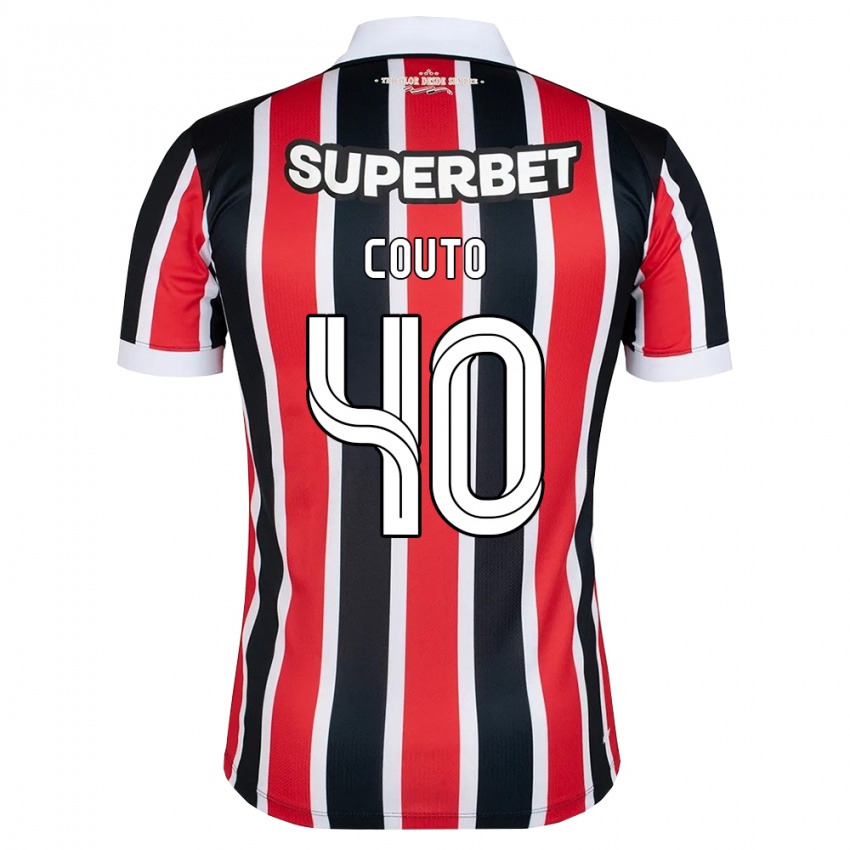 ילדים Thiago Couto #40 אדום לבן שחור הרחק ג'רזי 2026/27 חולצה קצרה