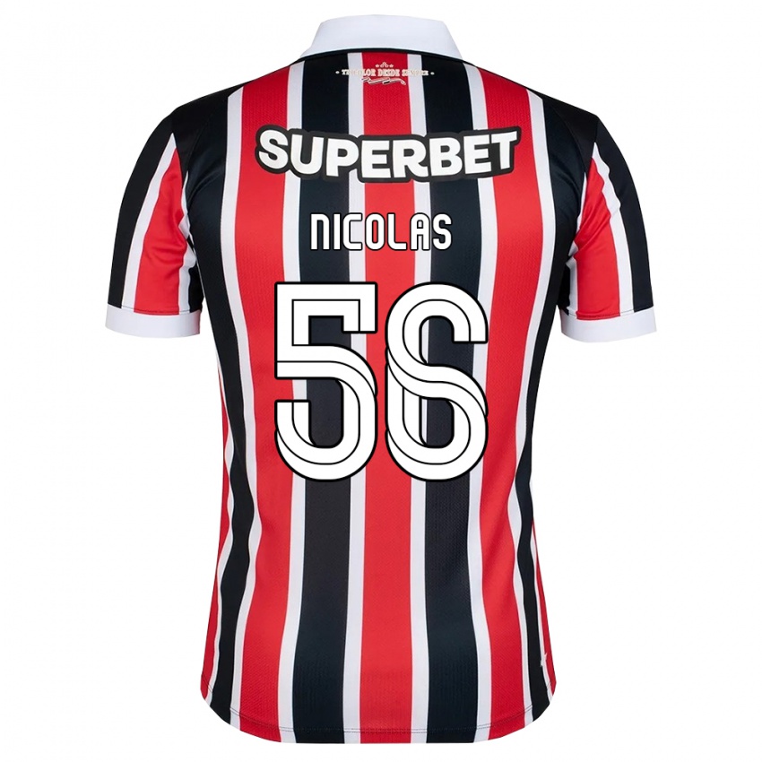 ילדים Nicolas #56 אדום לבן שחור הרחק ג'רזי 2026/27 חולצה קצרה