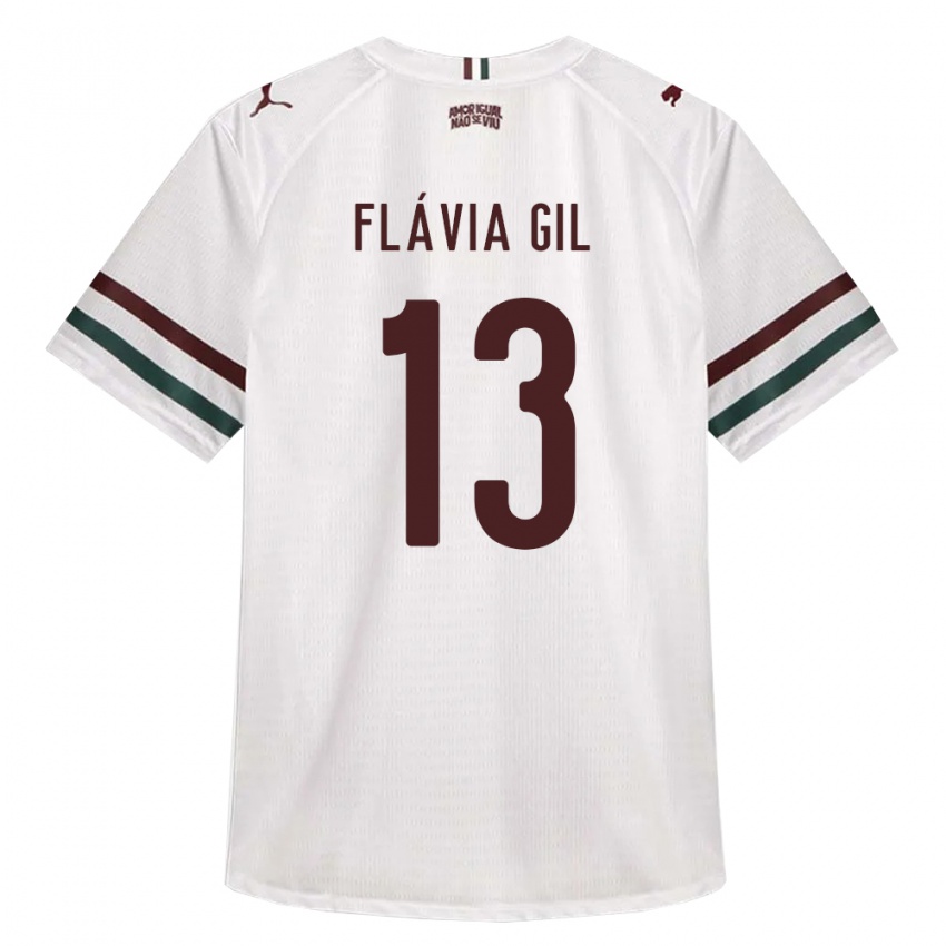 ילדים Flávia Gil #13 לבן ירוק בורדו הרחק ג'רזי 2026/27 חולצה קצרה