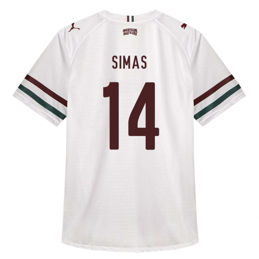 ילדים Léo Simas #14 לבן ירוק בורדו הרחק ג'רזי 2026/27 חולצה קצרה