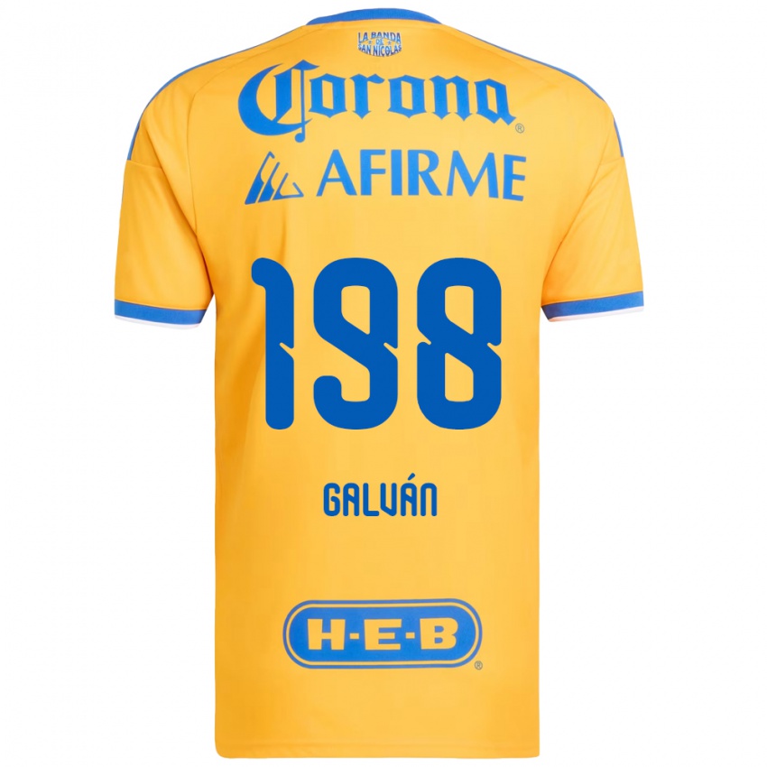 גברים Isac Galván #198 צהוב כחול ג'רזי ביתית 2026/27 חולצה קצרה