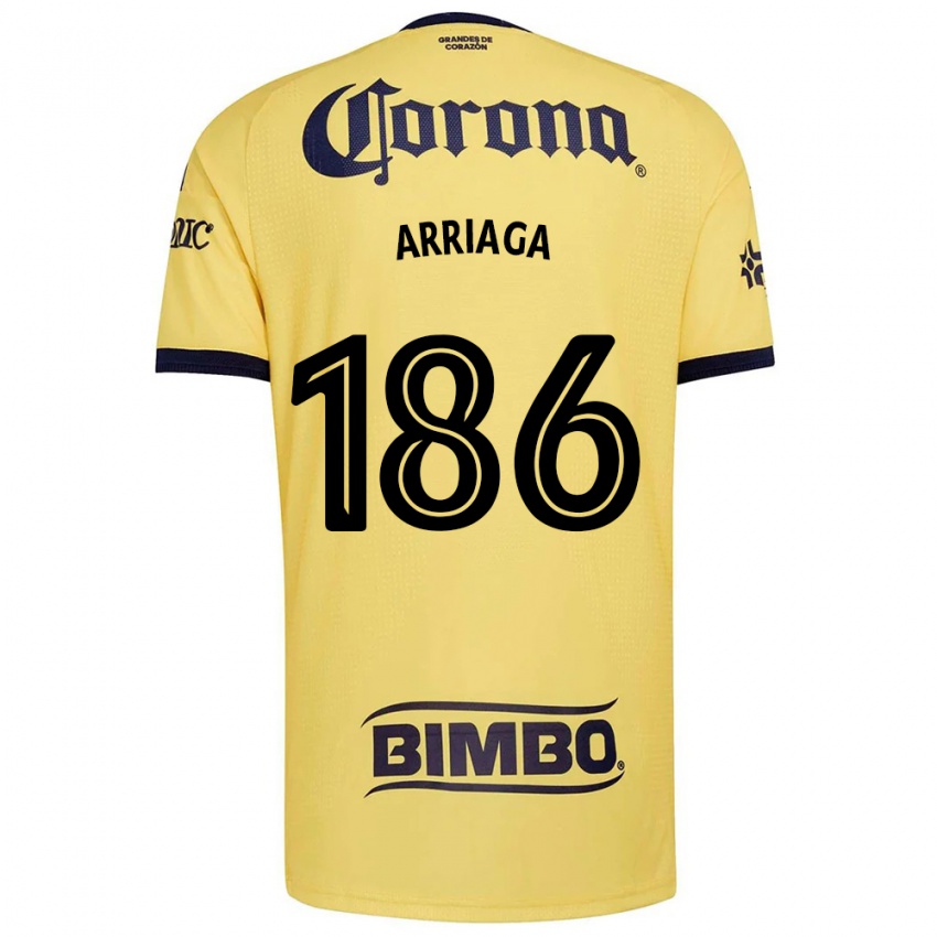 גברים Diego Arriaga #186 צהוב אדום שחור ג'רזי ביתית 2026/27 חולצה קצרה