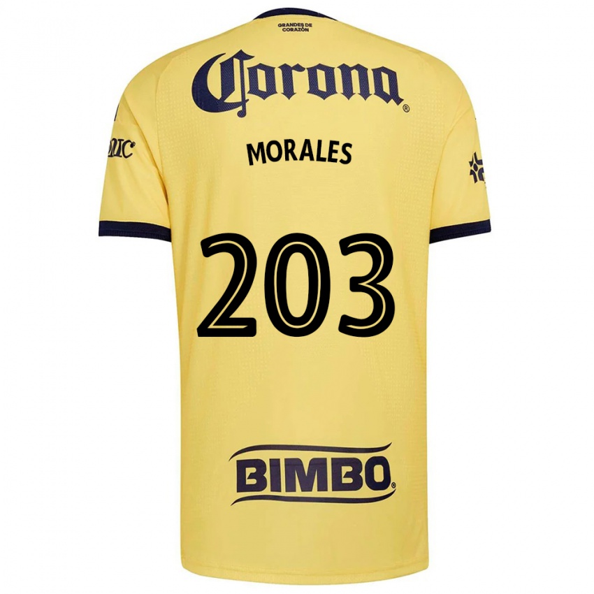 גברים Alan Morales #203 צהוב אדום שחור ג'רזי ביתית 2026/27 חולצה קצרה
