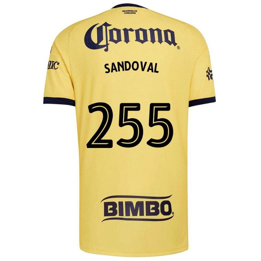 גברים Edson Sandoval #255 צהוב אדום שחור ג'רזי ביתית 2026/27 חולצה קצרה