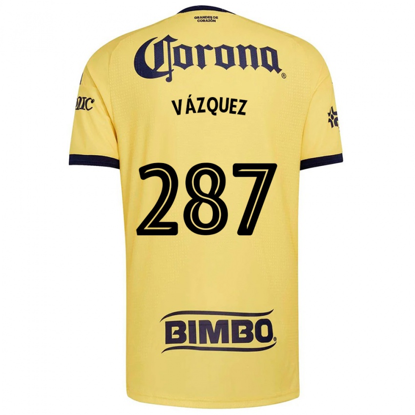 גברים Omar Vázquez #287 צהוב אדום שחור ג'רזי ביתית 2026/27 חולצה קצרה