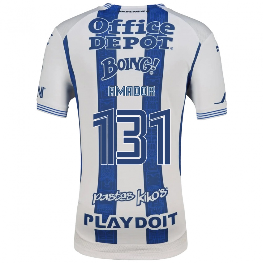גברים Santiago Amador #131 לבן כחול צי ג'רזי ביתית 2026/27 חולצה קצרה