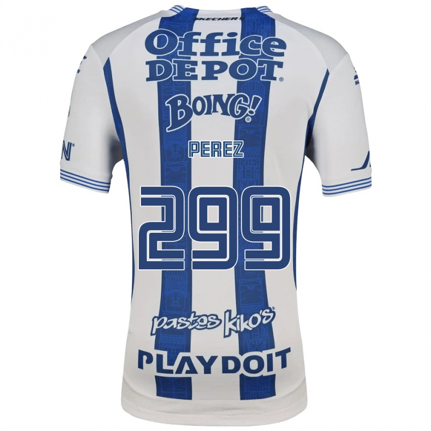 גברים סנטיאגו פרז #299 לבן כחול צי ג'רזי ביתית 2026/27 חולצה קצרה