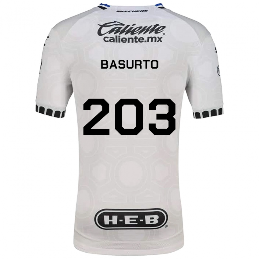 גברים Osvaldo Basurto #203 לבן שחור כחול ג'רזי ביתית 2026/27 חולצה קצרה