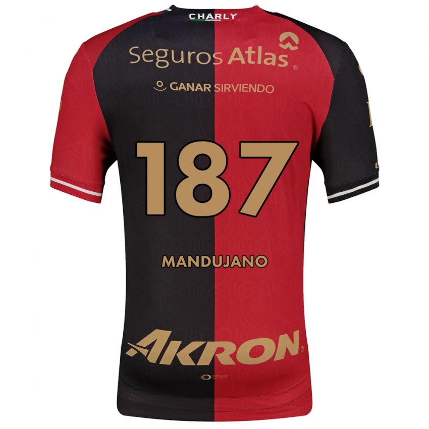 גברים Sebastián Mandujano #187 אדום שחור חום ג'רזי ביתית 2026/27 חולצה קצרה