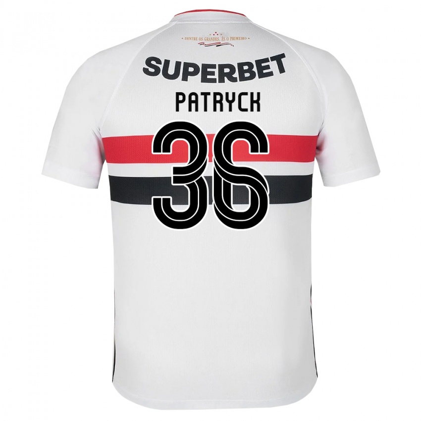 גברים Patryck Lanza Dos Reis #36 לבן אדום שחור ג'רזי ביתית 2026/27 חולצה קצרה גברים Patryck Lanza Dos Reis #36 לבן אדום שחור ג'רזי ביתית 2026/27 חולצה קצרה
