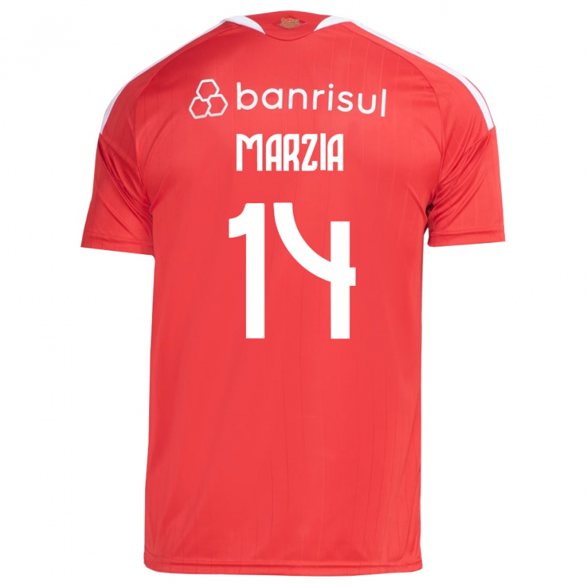 גברים Marzia #14 אדום לבן ג'רזי ביתית 2026/27 חולצה קצרה