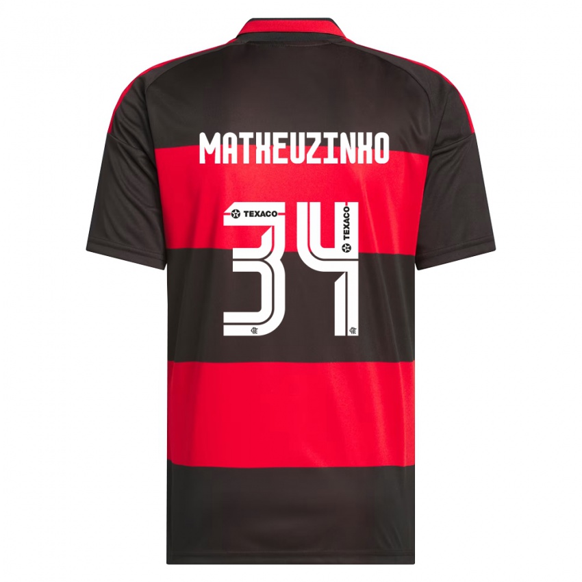 גברים Matheuzinho #34 אדום שחור לבן ג'רזי ביתית 2026/27 חולצה קצרה