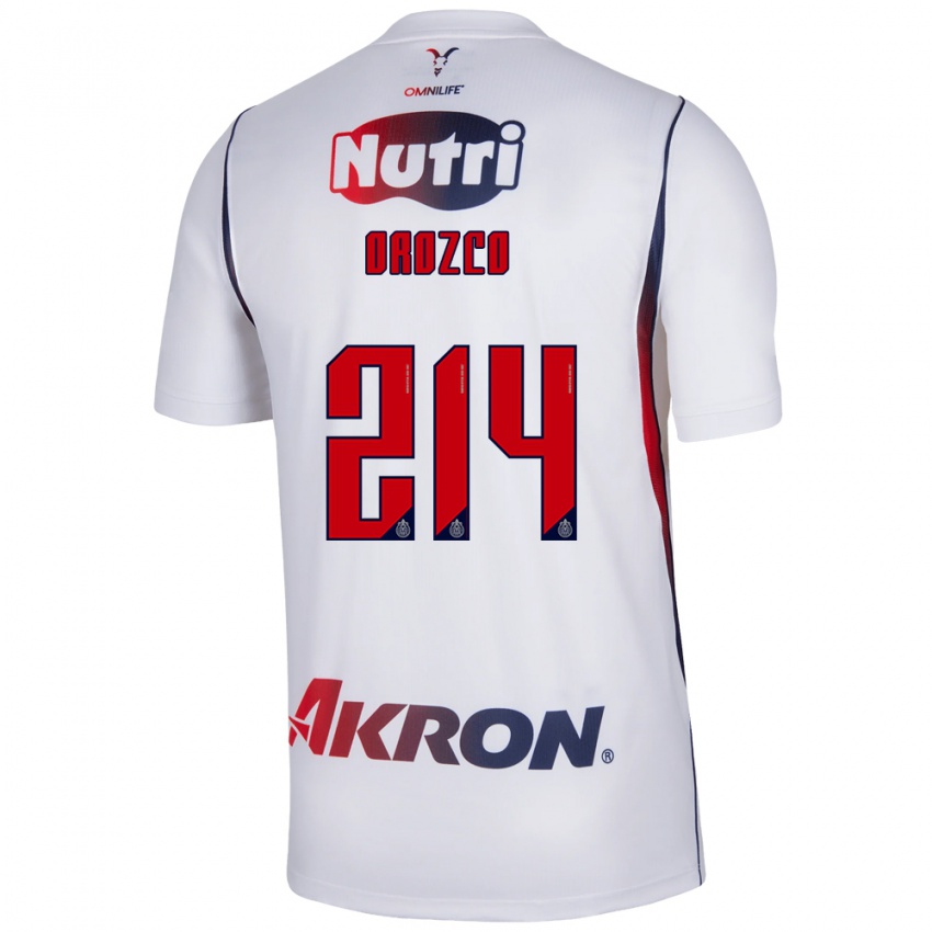 גברים Yohan Orozco #214 לבן כחול צי אדום הרחק ג'רזי 2026/27 חולצה קצרה